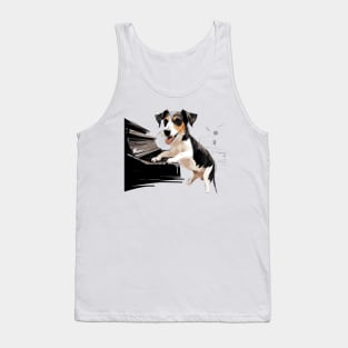 Dog playing piano Tank Top